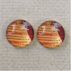 12mm Art Glass Backed Cabochons - Dreamcatcher Design 8 - Per Pair