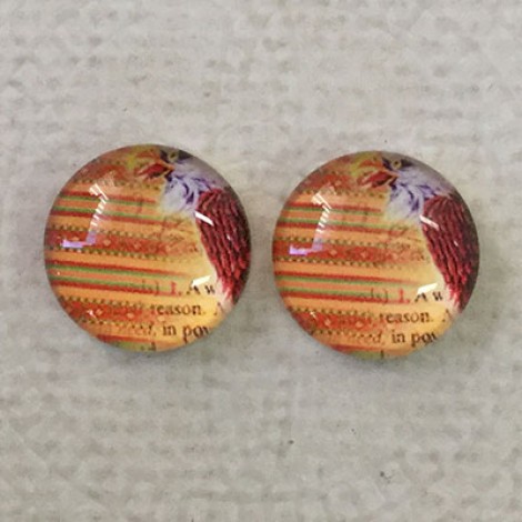 12mm Art Glass Backed Cabochons - Dreamcatcher Design 8 - Per Pair