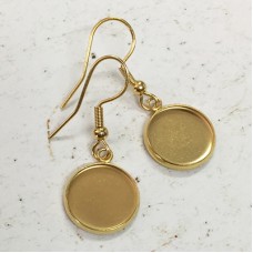 35mm length 304 Gold Stainless Steel Earrings w-12mm ID Setting - Per Pair