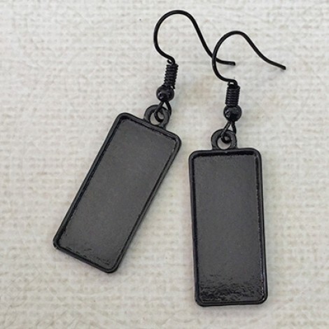 Black Plated Earrings to fit 10x25mm Rectangle Cabochon