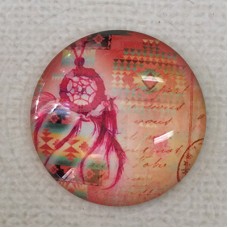 30mm Art Glass Backed Cabochons - Dreamcatcher Design 1 - each