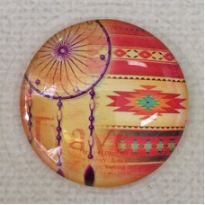 30mm Art Glass Backed Cabochons - Dreamcatcher Design 9 - each
