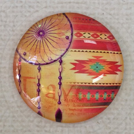 30mm Art Glass Backed Cabochons - Dreamcatcher Design 9 - each