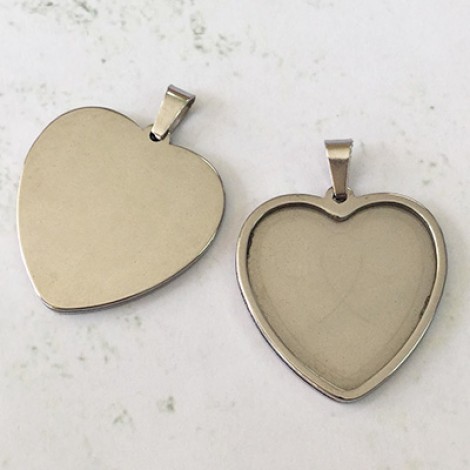 25mm ID High Quality Stainless Steel Heart Pendant Cabochon Setting