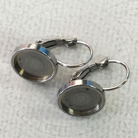 High Quality 304 Stainless Steel Leverback Earrings with 12mm ID Setting - 25mm length