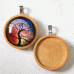 30mm ID Wooden Round Double Sided Pendant Bezel Settings with Bail - Medium Beech