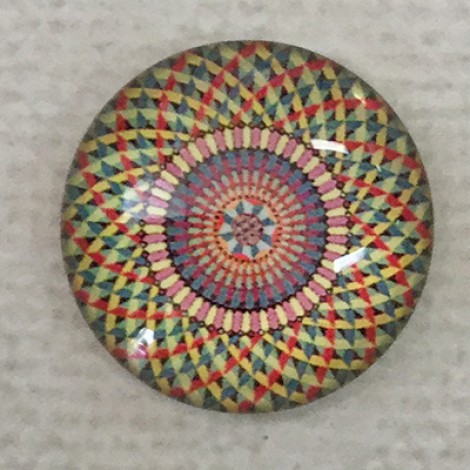 20mm Art Glass Cabochons - Star Mandala 9 - Each 20mm Art Glass Cabochons - Star Mandala 9 - Each