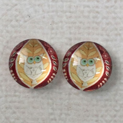 12mm Art Glass Backed Cabochons - Simply Reds Mix Design 1 - Per Pair 12mm Art Glass Backed Cabochons - Simply Reds Mix Design 1 - Per Pair