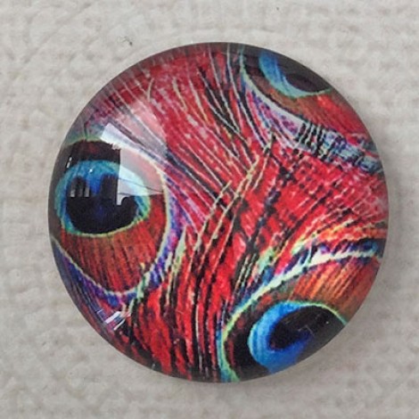 25mm Art Glass Backed Cabochons - Simply Reds Design 10 - Each 25mm Art Glass Backed Cabochons - Simply Reds Design 10 - Each