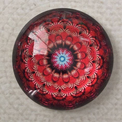 25mm Art Glass Backed Cabochons - Simply Reds Design 11 - Each