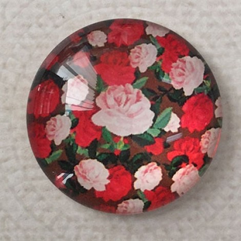 25mm Art Glass Backed Cabochons - Simply Reds Design 3 - Each