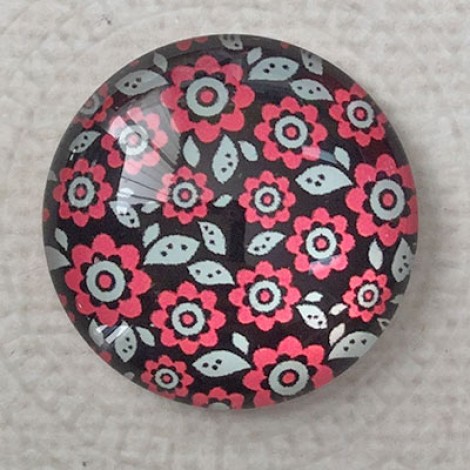 25mm Art Glass Backed Cabochons - Simply Reds Design 4 - Each