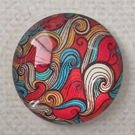 25mm Art Glass Backed Cabochons - Simply Reds Design 6 - Each 25mm Art Glass Backed Cabochons - Simply Reds Design 6 - Each