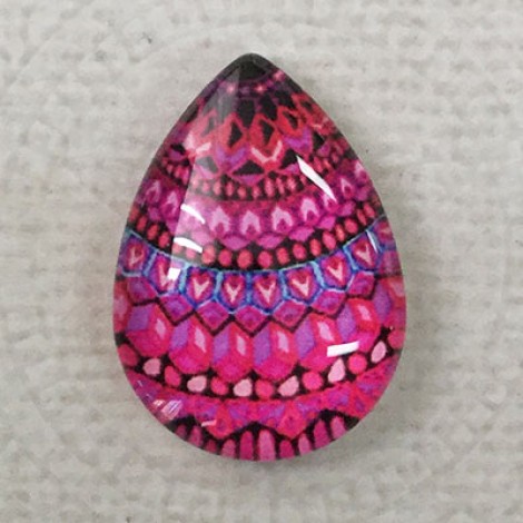 18x25mm Art Glass Backed Teardrop Cabochons - Mandala Design 10 - each 18x25mm Art Glass Backed Teardrop Cabochons - Mandala Design 10 - each