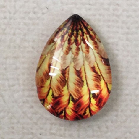 18x25mm Art Glass Backed Teardrop Cabochons - Mandala Design 12 - each 18x25mm Art Glass Backed Teardrop Cabochons - Mandala Design 12 - each