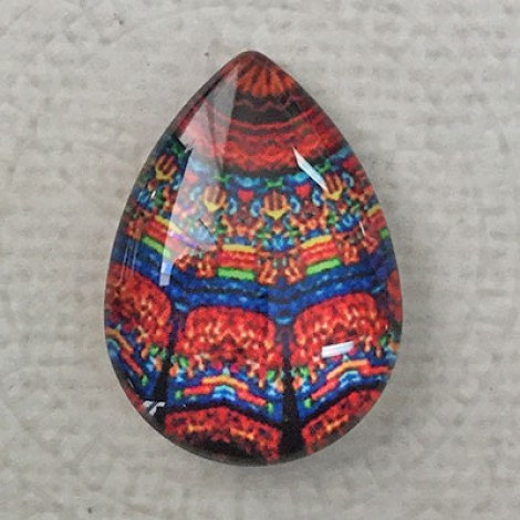 18x25mm Art Glass Backed Teardrop Cabochons - Mandala Design 2 - each 18x25mm Art Glass Backed Teardrop Cabochons - Mandala Design 2 - each