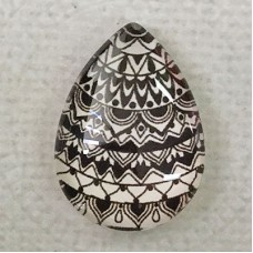 18x25mm Art Glass Backed Teardrop Cabochons - Mandala design 3 - each