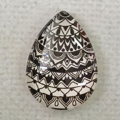 18x25mm Art Glass Backed Teardrop Cabochons - Mandala design 3 - each 18x25mm Art Glass Backed Teardrop Cabochons - Mandala design 3 - each