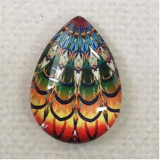 18x25mm Art Glass Backed Teardrop Cabochons - Mandala 5 - each