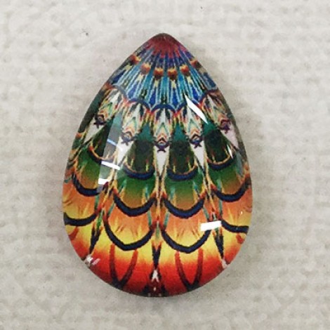 18x25mm Art Glass Backed Teardrop Cabochons - Mandala 5 - each