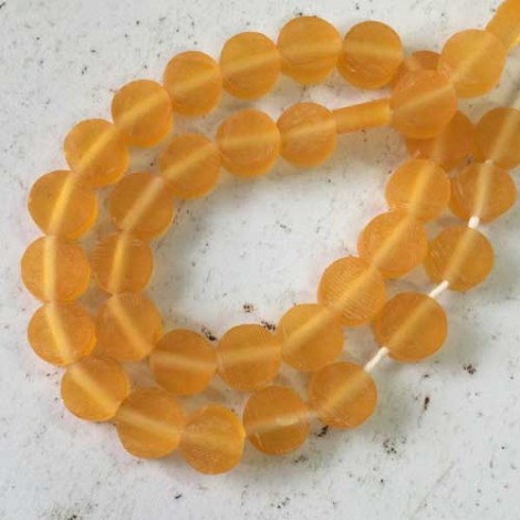 8x3mm Resin Coin Beads - Orange - Pack of 10