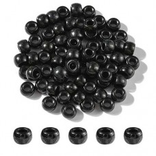 8x5-6mm Large 4mm Hole Resin Barrel Beads - Black - Pack of 100