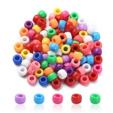 8x5-6mm Large 4mm Hole Resin Barrel Beads - Mixed Colour - Pack of 100