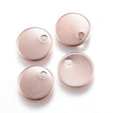 8mm 19ga 304 Rose Gold Electroplated Stainless Steel Domed Blank Drops - Pack of 10