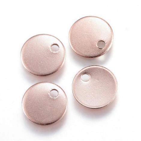 8mm 19ga 304 Rose Gold Electroplated Stainless Steel Domed Blank Drops - Pack of 10