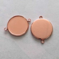 20mm ID Rose Gold Plated Brass Bezel Link Cab Settings w-2 Loops