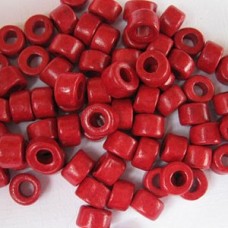 6x4mm Greek Ceramic Mini Tube Beads - Red