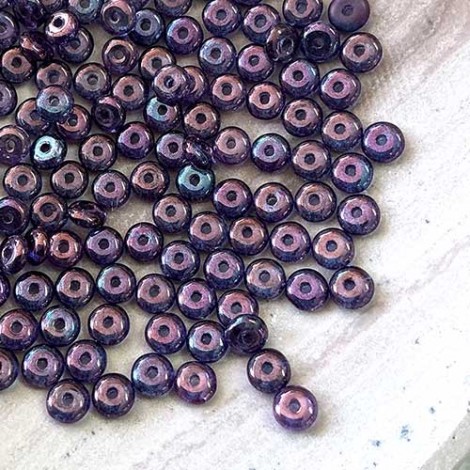 4mm Amethyst Lustre Czech Wafer Rondelles - Pack of 50