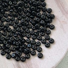 4mm Czech Glass Rondelles - Opaque Black - Pack of 50