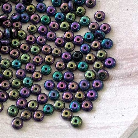 4mm Czech Glass Rondelles - Purple Iris- Pack of 50