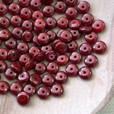 6mm Czech Rondelles - Opaque Red Luster - Pack of 20