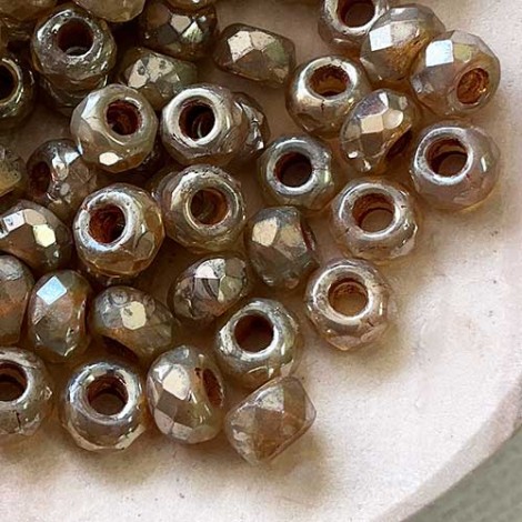 6x9mm Czech Faceted Roller Beads - Champagne Luster - Pack of 5