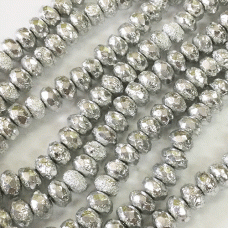 4x7mm Czech Firepolish Rondelles - Etched Silver Ore - Pack of 10