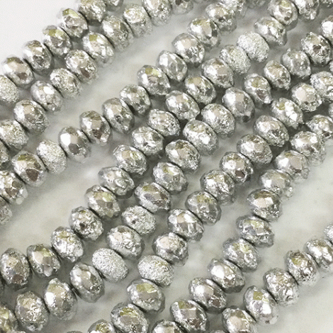 4x7mm Czech Firepolish Rondelles - Etched Silver Ore - Pack of 10