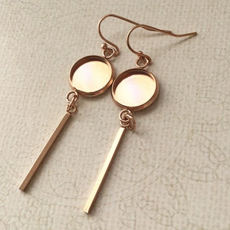 12mm ID Rose Gold 304 Stainless Steel Earring Bezel Settings w-25mm drop - Per Pair