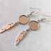 12mm ID 304 Rose Gold Colour Stainless Steel Earring Bezel Settings with Feather Drop