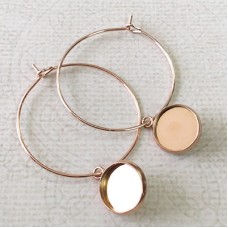 12mm ID Rose Gold Plated Earwires with Stainless Steel Earring Bezel Settings on 30mm Hoop