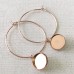 12mm ID Rose Gold Plated Earrings w-Stainless Steel Earring Bezel Settings on 30mm Hoop - Per Pair