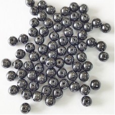 5mm RoundDuo Czech 2-Hole Beads - Jet Hematite - 75 beads