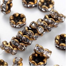 6mm Vint Style Ant Brass Crystal Rhinestone Rondelles