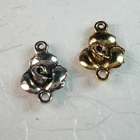 10x14mm Antique Silver or Gold Rose Connector Charm
