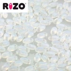2.5x6mm Czech Rizo Beads - White Opal