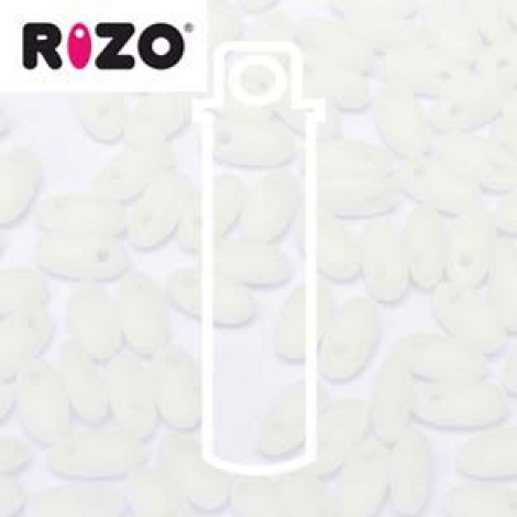2.5x6mm Czech Rizo Beads - Chalk White Matte - 22gm