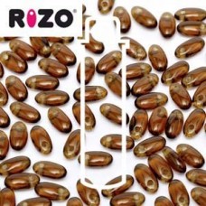 2.5x6mm Czech Rizo Beads - Smoked Topaz - 22gm