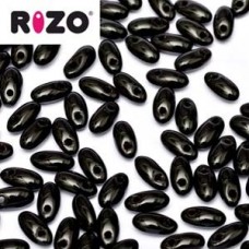 2.5x6mm Czech Rizo Beads - Jet - 22gm
