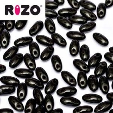 2.5x6mm Czech Rizo Beads - Jet - 22gm